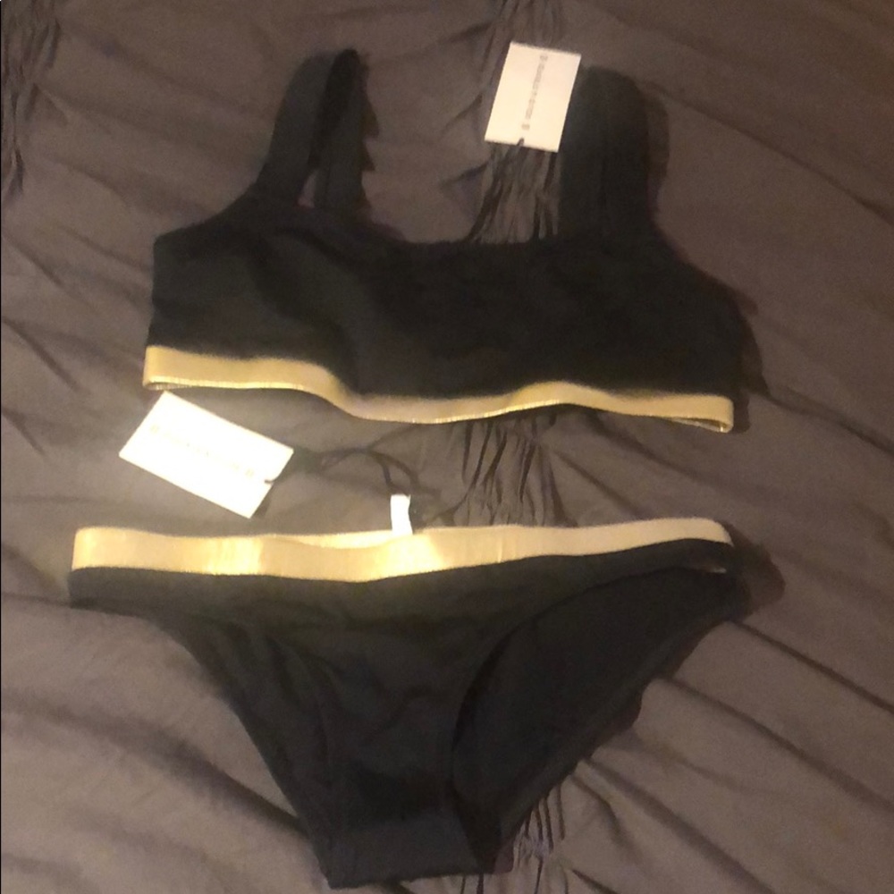 Solid + Strip Black Gold Bikini - Picture 3 of 3